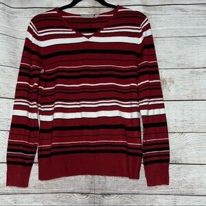 🤎3/$10 Red Striped Croft & Barrow Sweater Size Medium